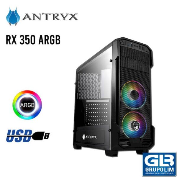 CASE ANTRYX RX 350 ARGB USB 3.0 ARGB FAN X2 VIDRIO TEMPLADO (AC-RX350K-ARGB)