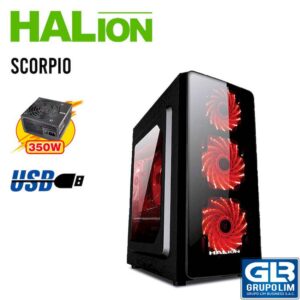 CASE HALION SCORPIO (5490) 350W | NEGRO | LED-RED