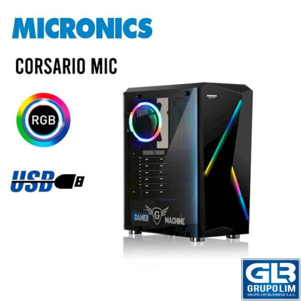 CASE MICRONICS CORSARIO MIC (GC802) SIN FUENTE | 1 PANEL VIDRIO | RGB