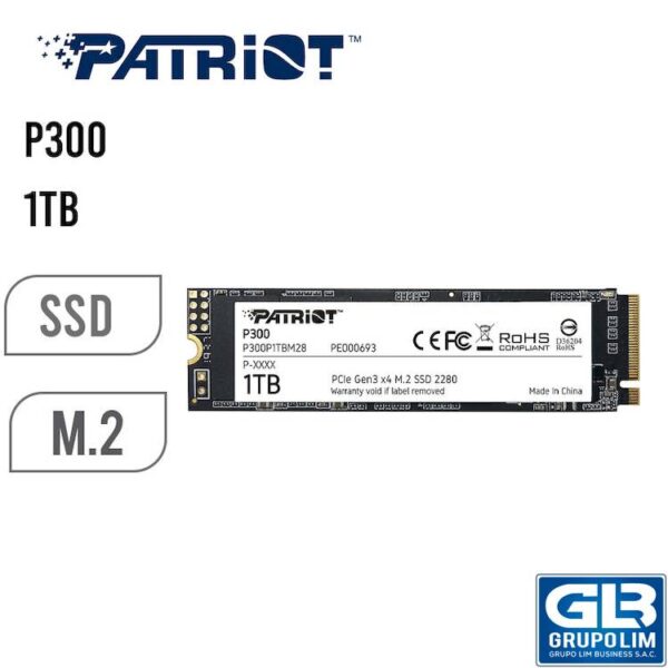 DISCO SSD PATRIOT M.2 1TB PCIE P300P1TBM28