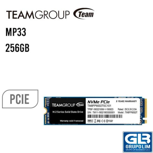 DISCO SSD TEAMGROUP MP33 256GB (TM8FP6256G0C101) NVME PCIE M.2 2280