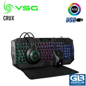 KIT 4 EN 1 VSG CRUX (VG-KMH667)| TECLADO + MOUSE + PAD MOUSE | LED-RGB