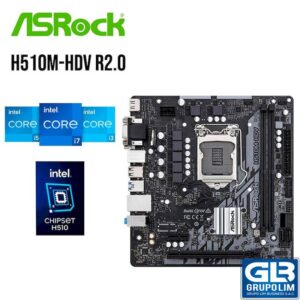 MAINBOARD ASROCK H510M-HDV R2.0 LGA 1200 DDR4 64GB 11TH GENERATION (90-MXBGS0-A0UAYZ)