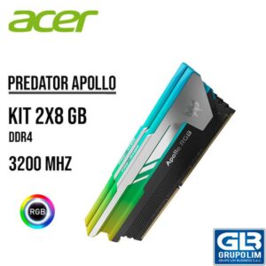 MEMORIA RAM ACER PREDATOR DDR4 APOLLO (KIT 2X8GB) 16GB 3200MHZ CL16 BL.9BWWR.225
