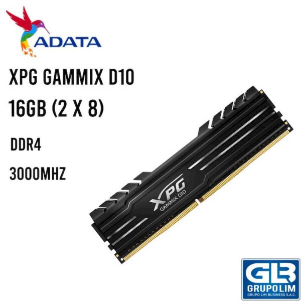MEMORIA RAM ADATA XPG GAMMIX D10 16GB (2 x 8) DDR4 3000 MHZ NEGRO (AX4U300088G16A-DB10)