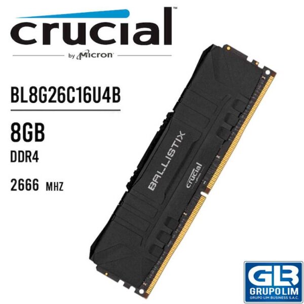 MEMORIA RAM CRUCIAL BALLISTIX 8GB DDR4 2666MHZ (BL8G26C16U4B)