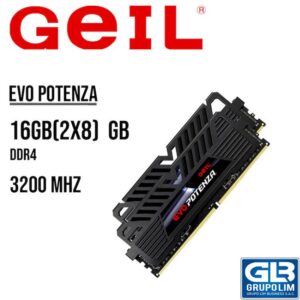 MEMORIA RAM GEIL EVO POTENZA DDR4 16GB(2X8) 3200 ( GAPB416GB3200C16BDC ) NEGRO