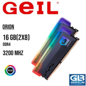 MEMORIA RAM GEIL ORION DDR4 16GB(2X8) 3200 ( GAOSG416GB3200C16BDC ) NEGRO LED- RGB
