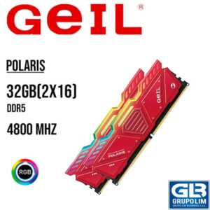 MEMORIA RAM GEIL POLARIS DDR5 32GB(2X16) 4800 ( GOSR532GB4800C40DC ) ROJO LED- RGB