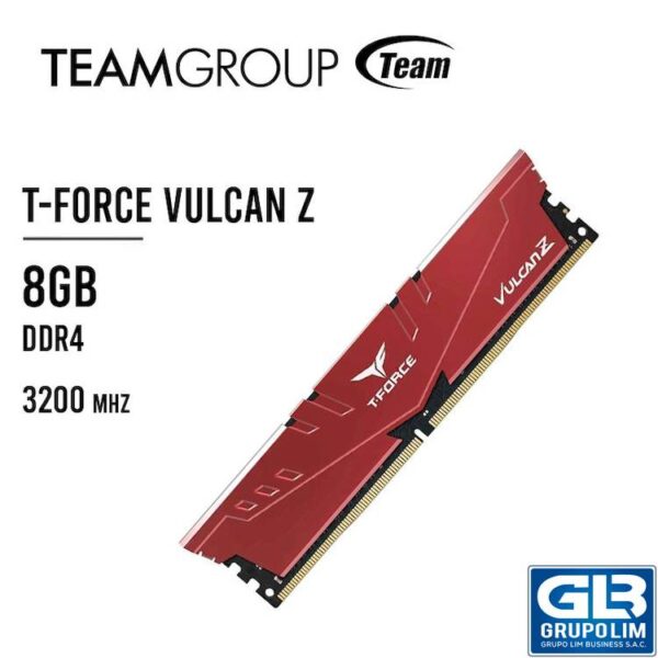 MEMORIA RAM TEAMGROUP T-FORCE VULCAN Z 8GB 3200MHZ DDR4 RED TLZRD48G3200HC16F01