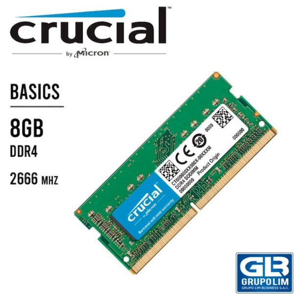 MEMORIA SODIMM CRUCIAL BASICS 8GB (CB8GS2666) DRR4 | 2666 MHZ