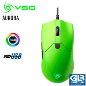 MOUSE GAMER VSG AURORA VERDE | 7200/14400 DPI | PARACORD PTFE | 7 BOTONES (VG-M430-VBO)