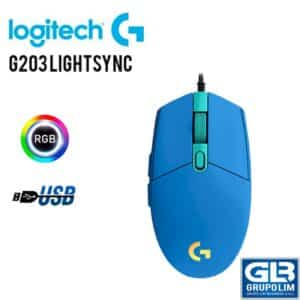 MOUSE LOGITECH G203 LIGHTSYNC OPTICAL 8000 DPI RGB BLUE (910-005792)