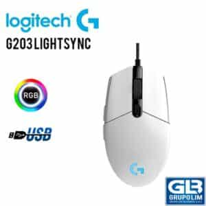 MOUSE LOGITECH G203 LIGHTSYNC WHITE (910-005791) 8000 DPI | GAMING | LED-RGB