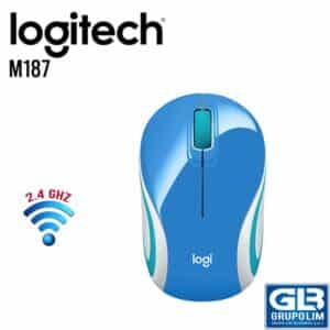 MOUSE LOGITECH M187 (910-005360) AZUL/BLANCO/CELESTE