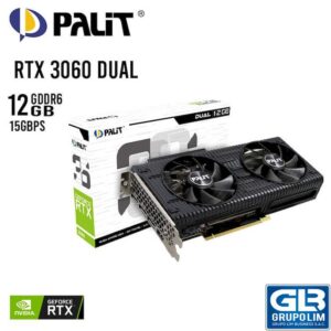 TARJETA DE VIDEO PALIT GEFORCE RTX 3060 DUAL 12GB GDDR6 (NE63060019K9-190AD) 192 BITS
