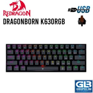TECLADO GAMER REDRAGON DRAGONBORN K630RGB BLACK - INGLES SWITCH BROWN