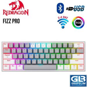 TECLADO REDRAGON FIZZ PRO WIRELESS K616-RGB-GW GREY WHITE ENGLISH