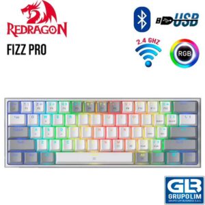 TECLADO REDRAGON FIZZ PRO WIRELESS K616-RGB-WG WHITE GREY ENGLISH