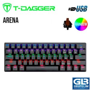 TECLADO T-DAGGER ARENA T-TGK321-BR RAINBOW ENGLISH BLACK SWITCH BROWN